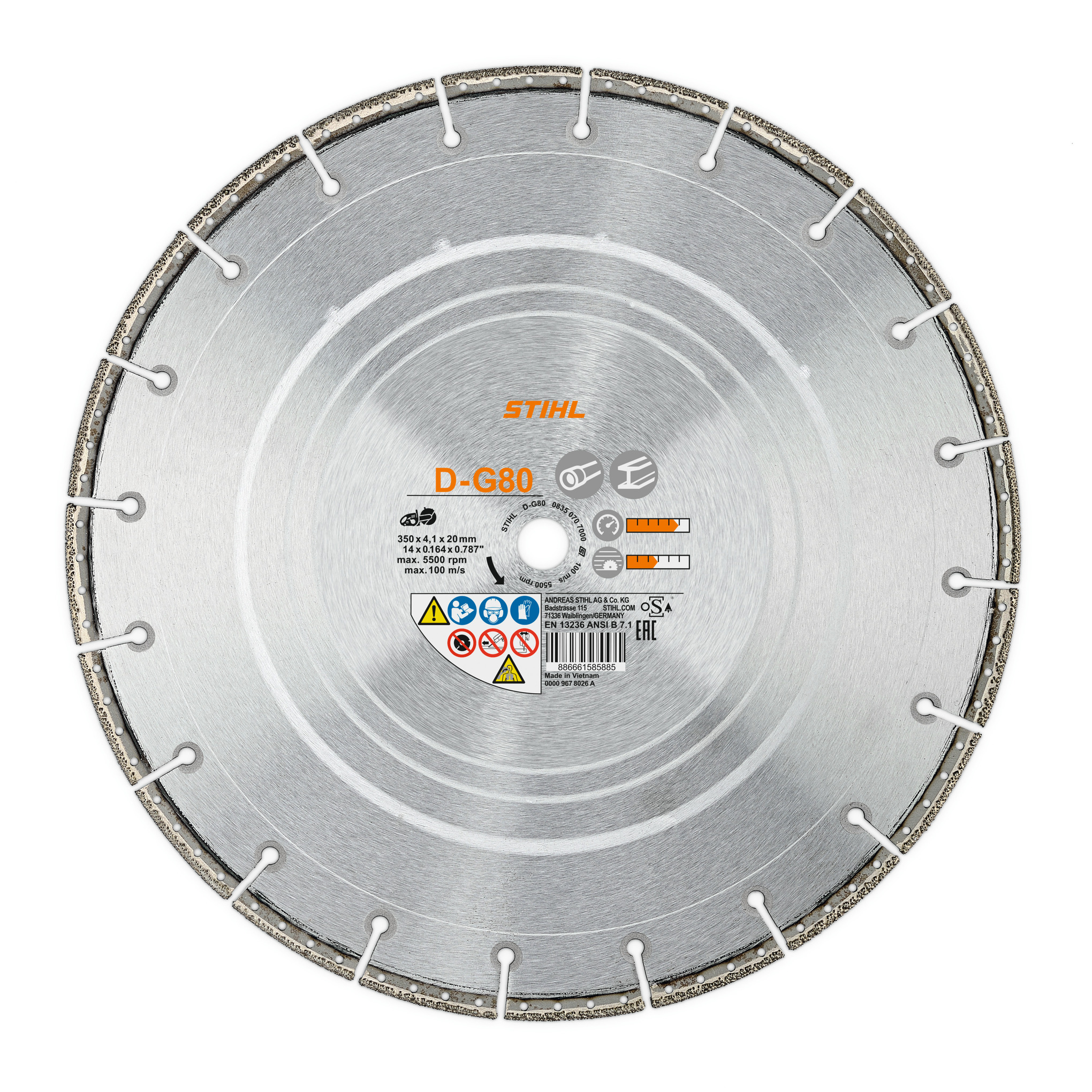 Diamantkapskiva, rörledningskonstruktion, D-G80, Ø 230 mm/9"