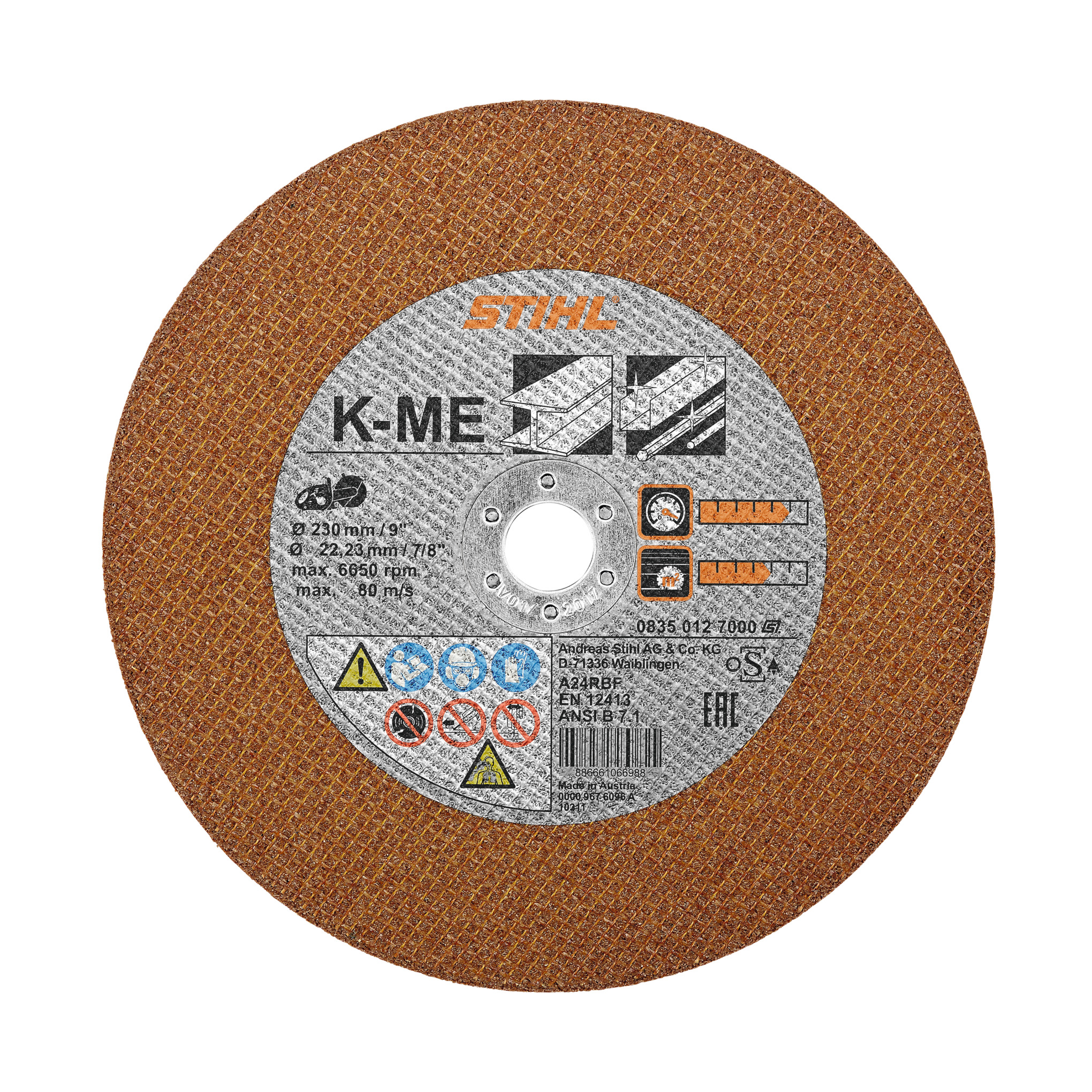 Kapskiva, konstruktionsstål, K-ME, Ø 230 mm/9"