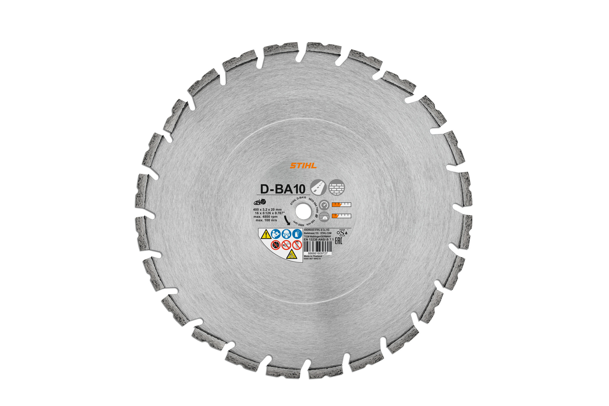 Diamantkapskiva, Betong/Asfalt, D-BA10, Ø 300mm/12"