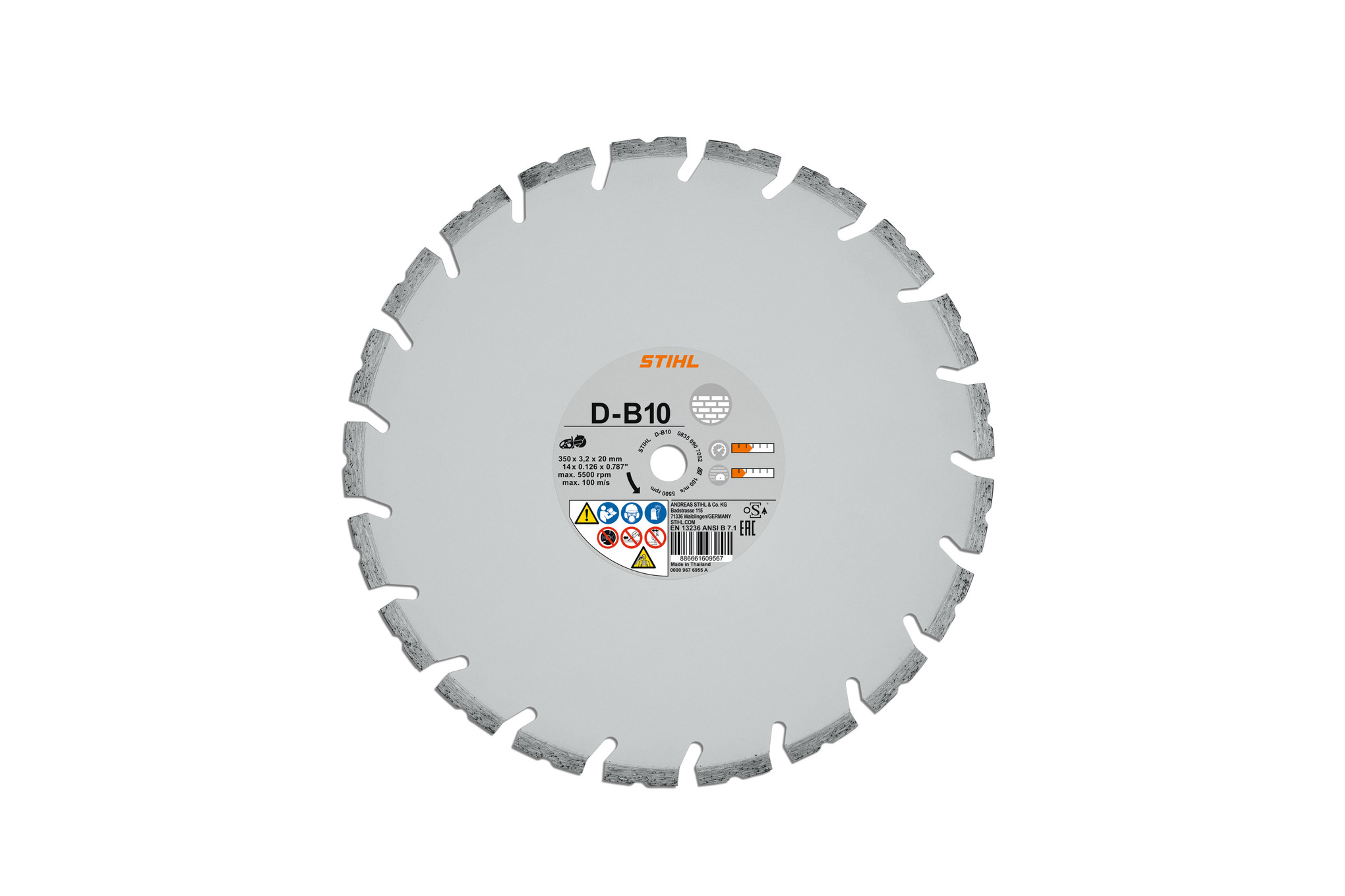 Diamantkapskiva, Betong, D-B10, Ø 230 mm/9"